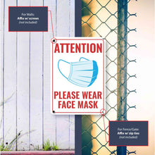 Load image into Gallery viewer, Sign Crush 'ATTENTION Wear Face Mask' Heavy Duty Plastic PVC Sign, Large 10x14 Red
