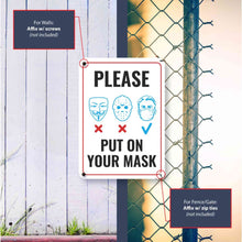 Load image into Gallery viewer, Sign Crush 'Put on Your Mask' Heavy Duty Plastic PVC Sign, Large 10x14 Red