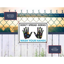 Load image into Gallery viewer, Sign Crush 'Don't Spread Germs, Wash Your Hands' Heavy Duty Plastic PVC Sign, Large 14x10 Black