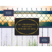 Load image into Gallery viewer, Sign Crush 'No Trespassing, Beware of Dog' Heavy Duty Plastic PVC Sign, Large 14x10, Black