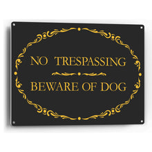 Load image into Gallery viewer, Sign Crush 'No Trespassing, Beware of Dog' Heavy Duty Plastic PVC Sign, Large 14x10, Black