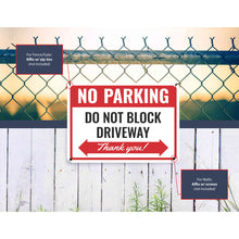 Load image into Gallery viewer, Sign Crush 'NO PARKING, Do Not Block Driveway' Heavy Duty Plastic PVC Sign, Large 14x10, Red