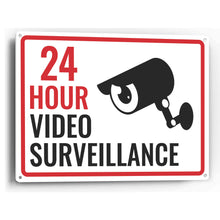 Load image into Gallery viewer, Sign Crush '24 Hour Video Surveillance' Heavy Duty Plastic PVC Sign, Large 14x10, White