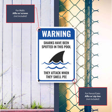 Load image into Gallery viewer, Sign Crush 'WARNING Sharks' Heavy Duty Plastic PVC Sign, Large 10x14 Red