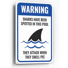 Load image into Gallery viewer, Sign Crush 'WARNING Sharks' Heavy Duty Plastic PVC Sign, Large 10x14 Red