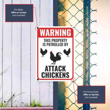 Load image into Gallery viewer, Sign Crush &#39;Warning Attack Chicken&#39; Heavy Duty Plastic PVC Sign, Large 10x14 Red
