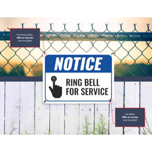 Load image into Gallery viewer, Sign Crush &#39;Ring Bell for Service&#39; Heavy Duty Plastic PVC Sign, Large 14x10 Blue
