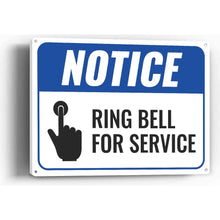 Load image into Gallery viewer, Sign Crush &#39;Ring Bell for Service&#39; Heavy Duty Plastic PVC Sign, Large 14x10 Blue
