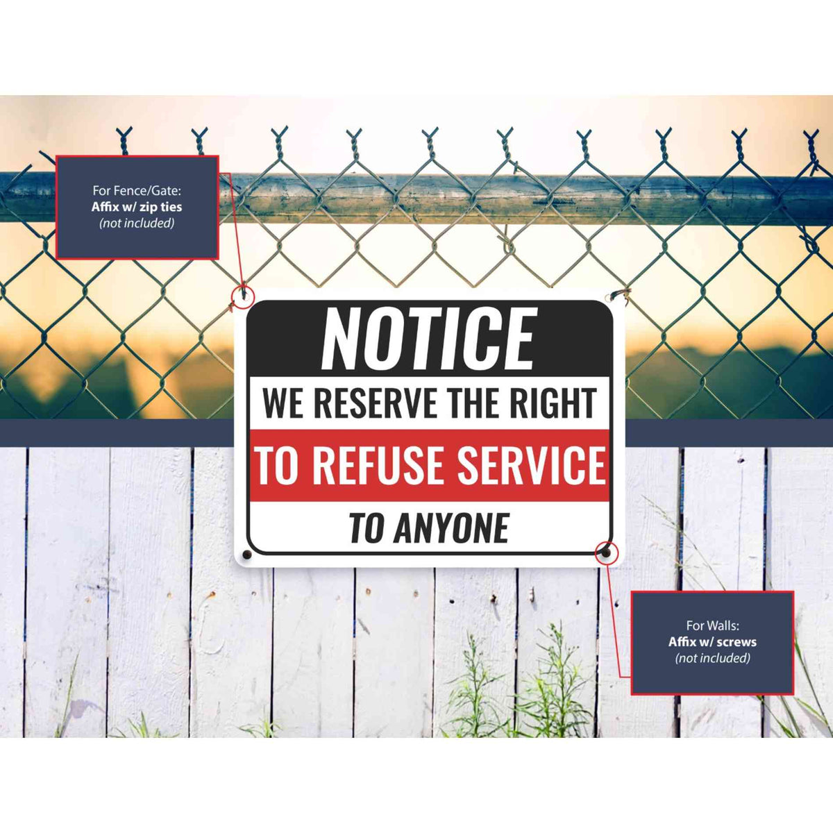 Sign Crush 'Right to Refuse Service' Heavy Duty Plastic PVC Sign, Large ...
