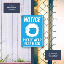 Load image into Gallery viewer, Sign Crush &#39;NOTICE Wear Face Mask&#39; Heavy Duty Plastic PVC Sign, Large 10x14 Blue
