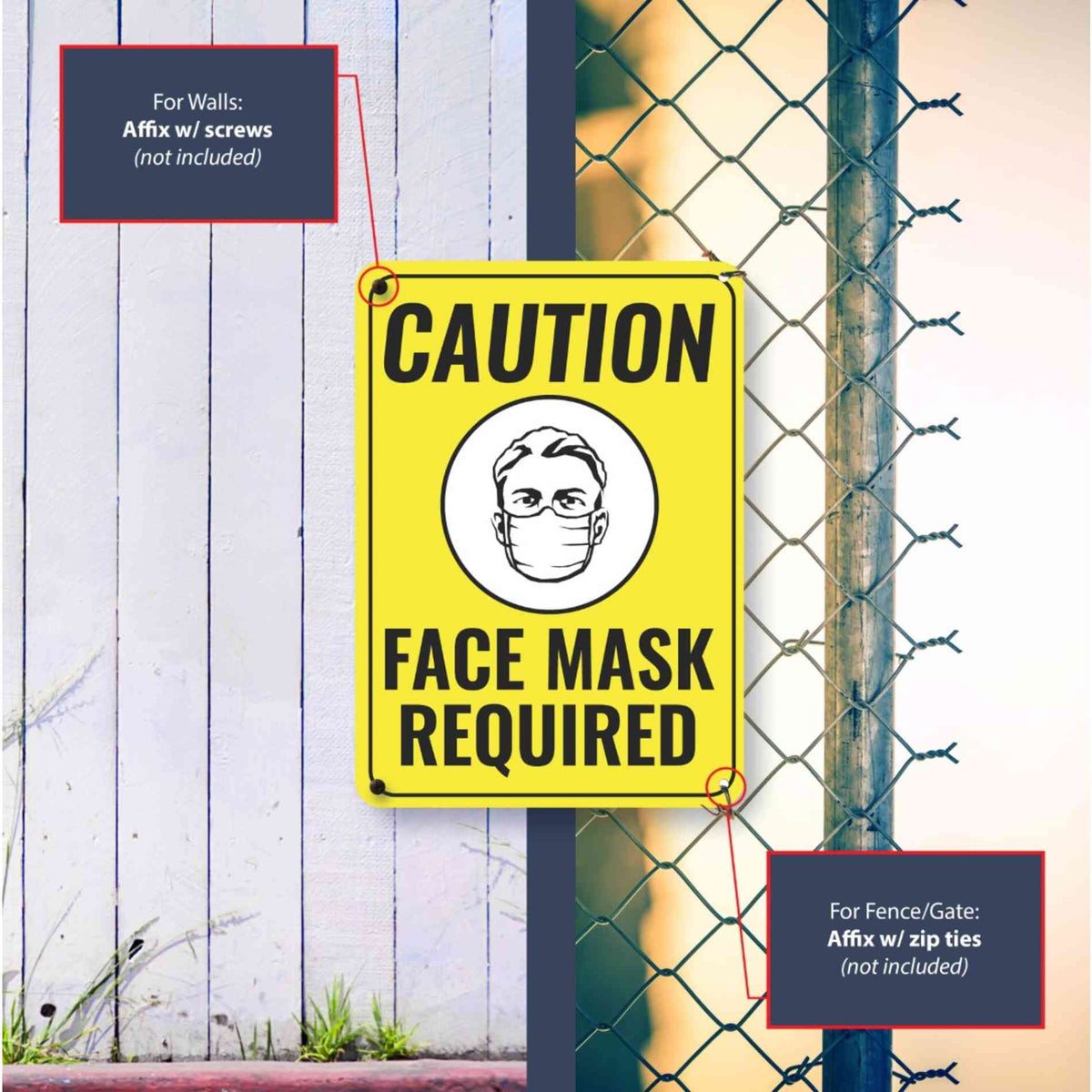 Sign Crush 'CAUTION Face Mask Required' Heavy Duty Plastic PVC Sign ...