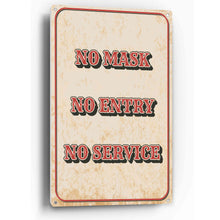 Load image into Gallery viewer, Sign Crush &#39;No Mask, No Entry, No Service&#39; Heavy Duty Plastic PVC Sign, Large 10x14 Red
