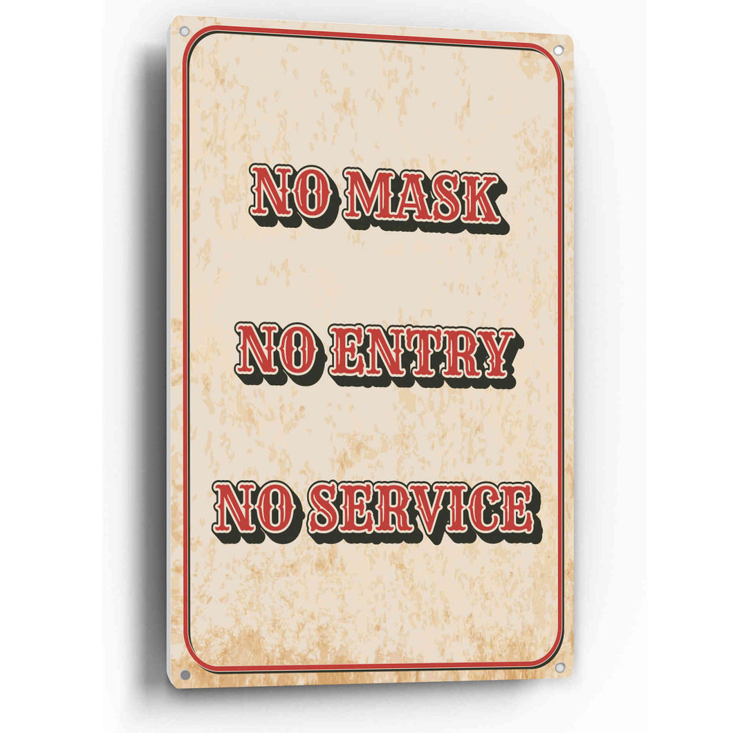 Sign Crush 'No Mask, No Entry, No Service' Heavy Duty Plastic PVC Sign, Large 10x14 Red