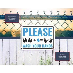 Sign Crush 'PLEASE Wash Your Hands' Heavy Duty Plastic PVC Sign, Large 14x10 White