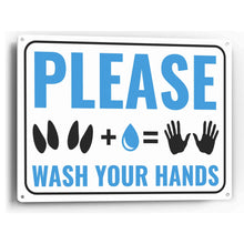 Load image into Gallery viewer, Sign Crush &#39;PLEASE Wash Your Hands&#39; Heavy Duty Plastic PVC Sign, Large 14x10 White
