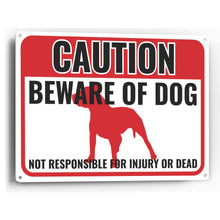 Load image into Gallery viewer, Sign Crush &#39;CAUTION Beware of Dog&#39; Heavy Duty Plastic PVC Sign, Large 14x10, Red
