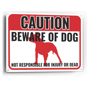 Sign Crush 'CAUTION Beware of Dog' Heavy Duty Plastic PVC Sign, Large 14x10, Red