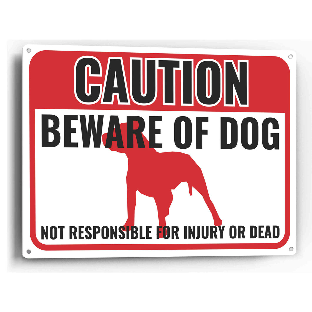 Sign Crush 'CAUTION Beware of Dog' Heavy Duty Plastic PVC Sign, Large 14x10, Red