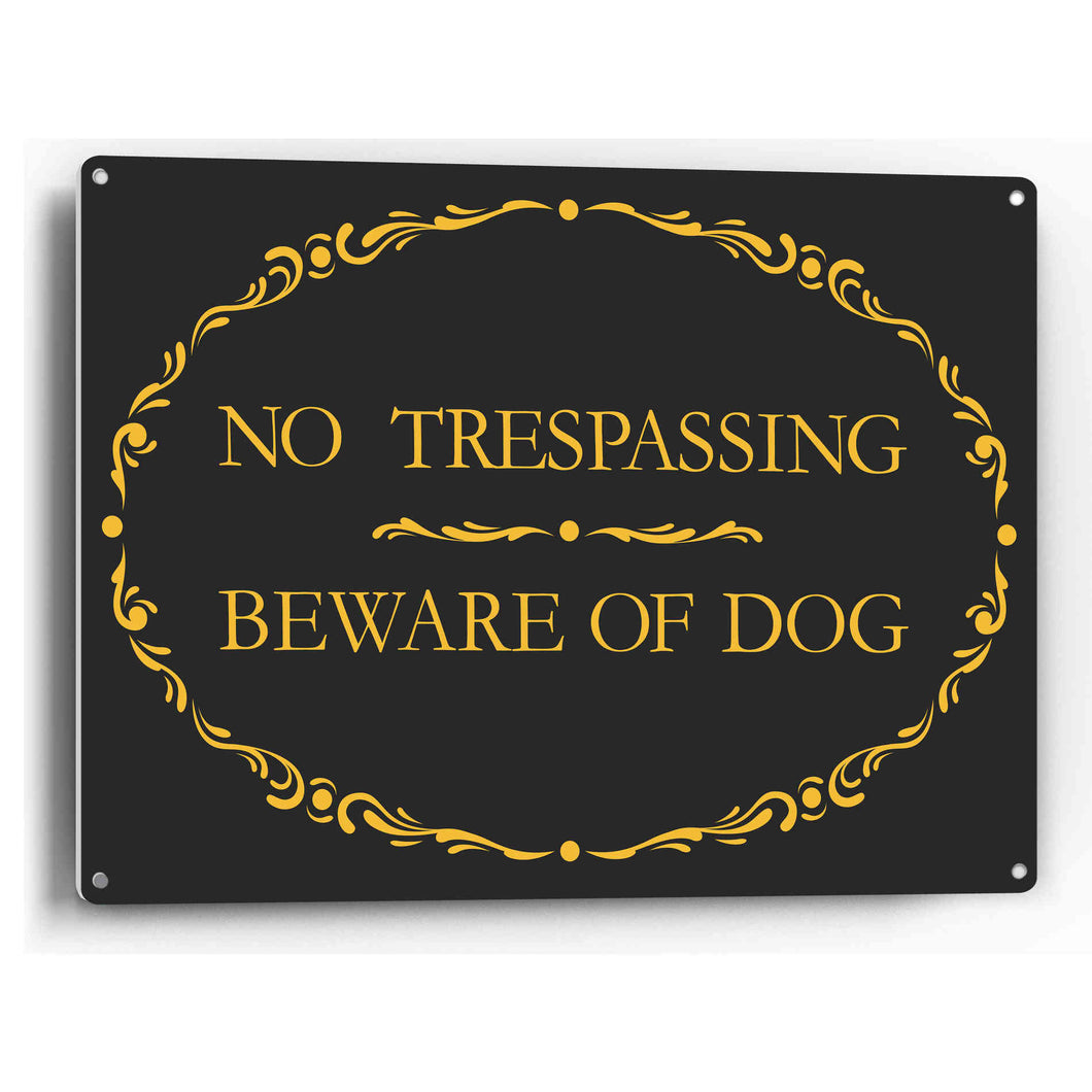 Sign Crush 'No Trespassing, Beware of Dog' Heavy Duty Plastic PVC Sign, Large 14x10, Black