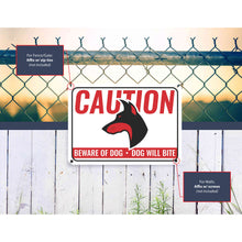 Load image into Gallery viewer, Sign Crush &#39;CAUTION Dig Will Bite&#39; Heavy Duty Plastic PVC Sign, Large 14x10, Red
