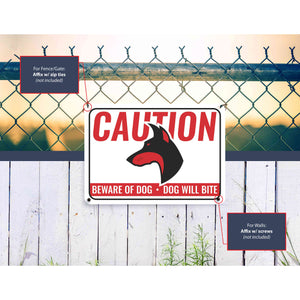 Sign Crush 'CAUTION Dig Will Bite' Heavy Duty Plastic PVC Sign, Large 14x10, Red