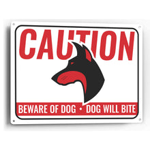 Load image into Gallery viewer, Sign Crush &#39;CAUTION Dig Will Bite&#39; Heavy Duty Plastic PVC Sign, Large 14x10, Red
