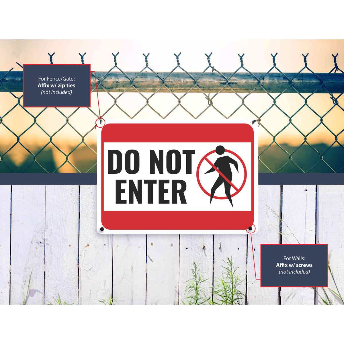 14x10 Sign Sign Crush 'DO NOT ENTER' Heavy Duty Plastic PVC Sign, Large 14x10, Red ...