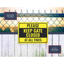 Load image into Gallery viewer, Sign Crush &#39;Please KEEP GATE CLOSED At All Times&#39; Heavy Duty Plastic PVC Sign, Large 14x10, Yellow
