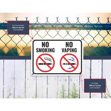 Load image into Gallery viewer, Sign Crush &#39;NO Smoking, NO Vaping&#39; Heavy Duty Plastic PVC Sign, Large 14x10, White
