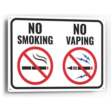 Load image into Gallery viewer, Sign Crush &#39;NO Smoking, NO Vaping&#39; Heavy Duty Plastic PVC Sign, Large 14x10, White
