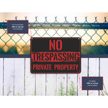 Load image into Gallery viewer, Sign Crush &#39;NO TRESPASSSING, Private Property&#39; Heavy Duty Plastic PVC Sign, Large 14x10, Black
