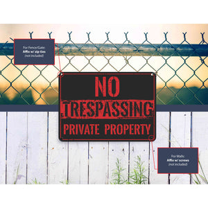 Sign Crush 'NO TRESPASSSING, Private Property' Heavy Duty Plastic PVC Sign, Large 14x10, Black