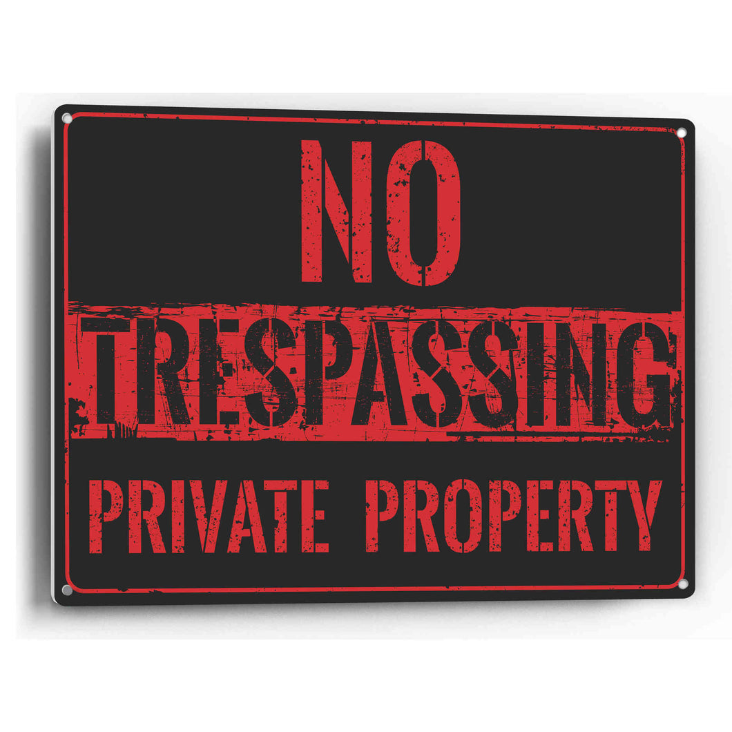 Sign Crush 'NO TRESPASSSING, Private Property' Heavy Duty Plastic PVC Sign, Large 14x10, Black