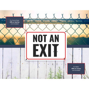 Sign Crush 'Not an EXIT' Heavy Duty Plastic PVC Sign, Large 14x10, White