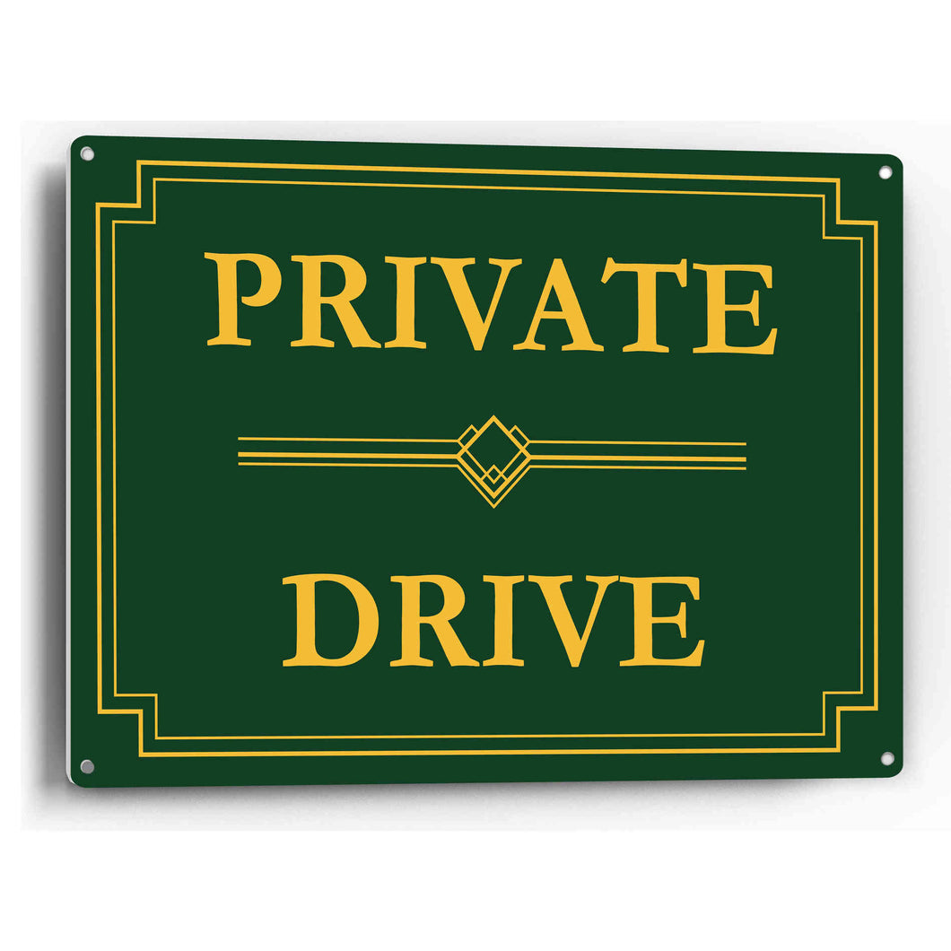 Sign Crush 'Private Drive' Heavy Duty Plastic PVC Sign, Large 14x10, Green