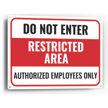 Load image into Gallery viewer, Sign Crush &#39;Do Not Enter, RESTRICTED AREA&#39; Heavy Duty Plastic PVC Sign, Large 14x10, Red
