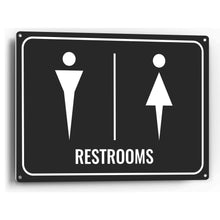 Load image into Gallery viewer, Sign Crush &#39;Restrooms&#39; Heavy Duty Plastic PVC Sign, Large 14x10, Black
