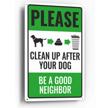 Load image into Gallery viewer, Sign Crush &#39;Please Clean Up After Your Dog&#39; Heavy Duty Plastic PVC Sign, Large 10x14 Red
