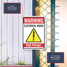 Load image into Gallery viewer, Sign Crush &#39;WARNING High Voltage&#39; Heavy Duty Plastic PVC Sign, Large 10x14 Red
