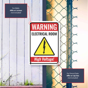 Sign Crush 'WARNING High Voltage' Heavy Duty Plastic PVC Sign, Large 10x14 Red