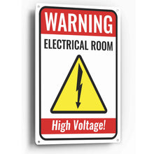 Load image into Gallery viewer, Sign Crush &#39;WARNING High Voltage&#39; Heavy Duty Plastic PVC Sign, Large 10x14 Red
