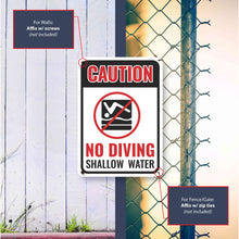 Load image into Gallery viewer, Sign Crush &#39;No Diving Shallow Water&#39; Heavy Duty Plastic PVC Sign, Large 10x14 Red
