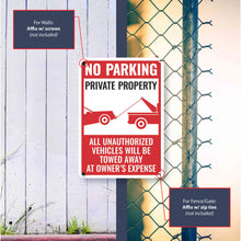 Load image into Gallery viewer, Sign Crush &#39;No Parking Private Property&#39; Heavy Duty Plastic PVC Sign, Large 10x14 Red
