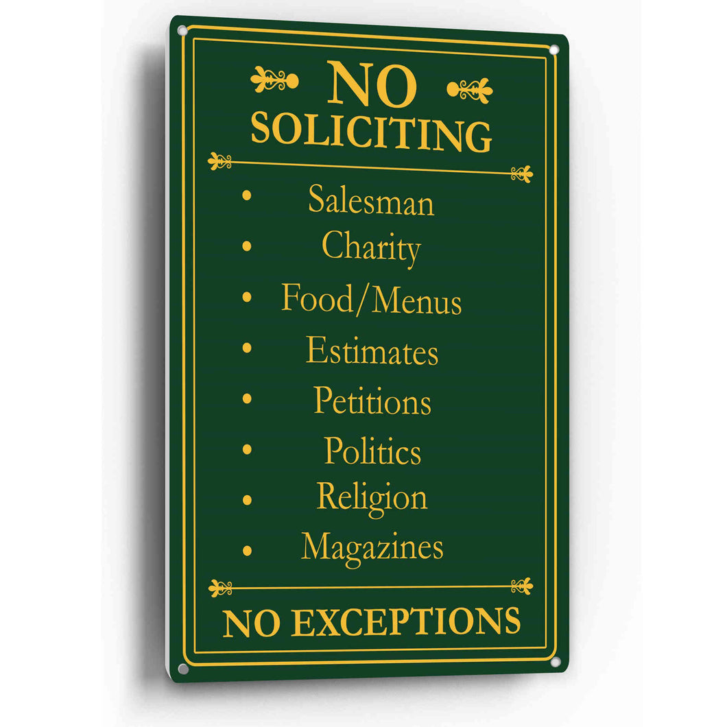 Sign Crush 'NO Soliciting' Heavy Duty Plastic PVC Sign, Large 10x14 Red