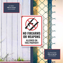 Load image into Gallery viewer, Sign Crush &#39;No Firearms or Weapons&#39; Heavy Duty Plastic PVC Sign, Large 10x14 Red
