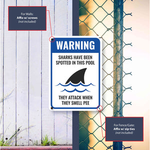 Sign Crush 'WARNING Sharks' Heavy Duty Plastic PVC Sign, Large 10x14 Red