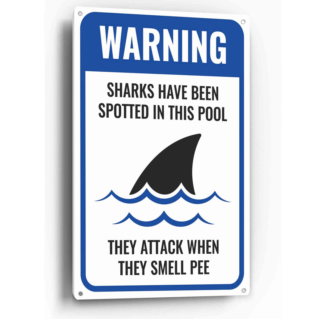 Sign Crush 'WARNING Sharks' Heavy Duty Plastic PVC Sign, Large 10x14 Red