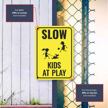 Load image into Gallery viewer, Sign Crush &#39;SLOW Kids at Play&#39; Heavy Duty Plastic PVC Sign, Large 10x14 Red
