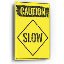 Load image into Gallery viewer, Sign Crush &#39;Caution SLOW&#39; Heavy Duty Plastic PVC Sign, Large 10x14 Red
