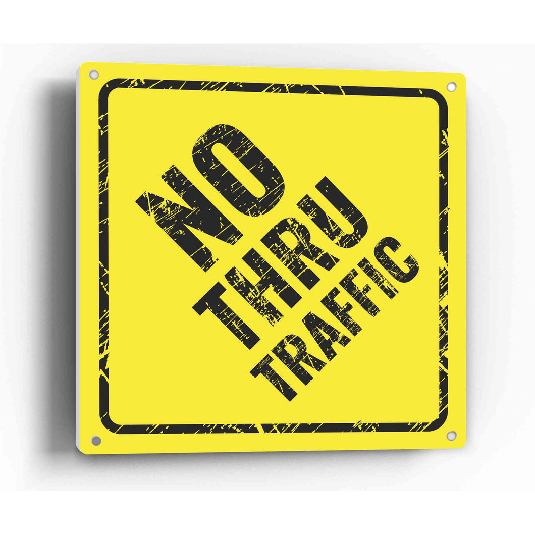 Sign Crush 'NO Thru Traffic' Heavy Duty Plastic PVC Sign, Large 14x14 Red